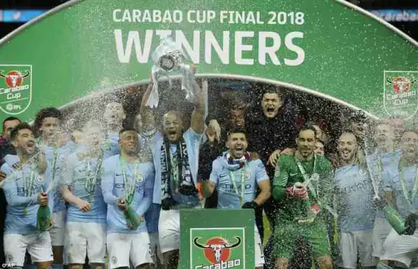 Man City Jubilate As They Win Their First Trophy Of The Season (Photos)